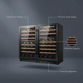 48 In. Triple Zone Cellar Cooling Unit 100-Bottles Built- in Wine Cooler Side-By-Side Refrigerator Frost Free in Black