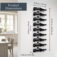 9-Bottle Black 35.43 In.W Metal Wall Mounted Wine Rack Wine Bottle Storage Organizer for Home Bar, Kitchen, Wine Cellar