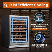 48 In. Dual Zone Cellar Cooling Unit 108-Bottles Built- in Wine Cooler Side-By-Side Refrigerator Mini Fridge in Black