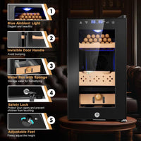 10.24 In. 25L Single Zone Electric Humidor, 170-Counts Cigar Humidor Cabinet, Beverage and Wine Cooler in Black