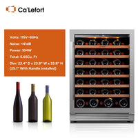 48 In. Dual Zone Cellar Cooling Unit 108-Bottles Built- in Wine Cooler Side-By-Side Refrigerator Mini Fridge in Black