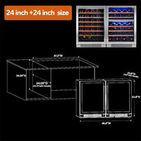 48 In. Triple Zone Cellar Cooling Unit 100-Bottles Built- in Wine Cooler Side-By-Side Refrigerator Frost Free in Black