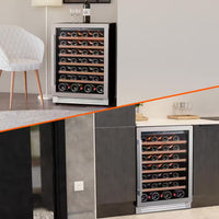 48 In. Dual Zone Cellar Cooling Unit 108-Bottles Built- in Wine Cooler Side-By-Side Refrigerator Mini Fridge in Black