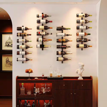 10.2 In. W Black 24-Bottle Wall-Mounted Wine Rack, Detachable Storage Organizer for Dining Room, Bar, Wine Cellar