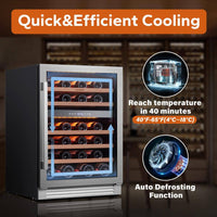 48 In. Triple Zone Cellar Cooling Unit 100-Bottles Built- in Wine Cooler Side-By-Side Refrigerator Frost Free in Black