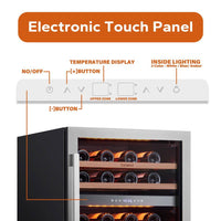 48 In. Triple Zone Cellar Cooling Unit 100-Bottles Built- in Wine Cooler Side-By-Side Refrigerator Frost Free in Black