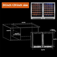 48 In. Dual Zone Cellar Cooling Unit 108-Bottles Built- in Wine Cooler Side-By-Side Refrigerator Mini Fridge in Black