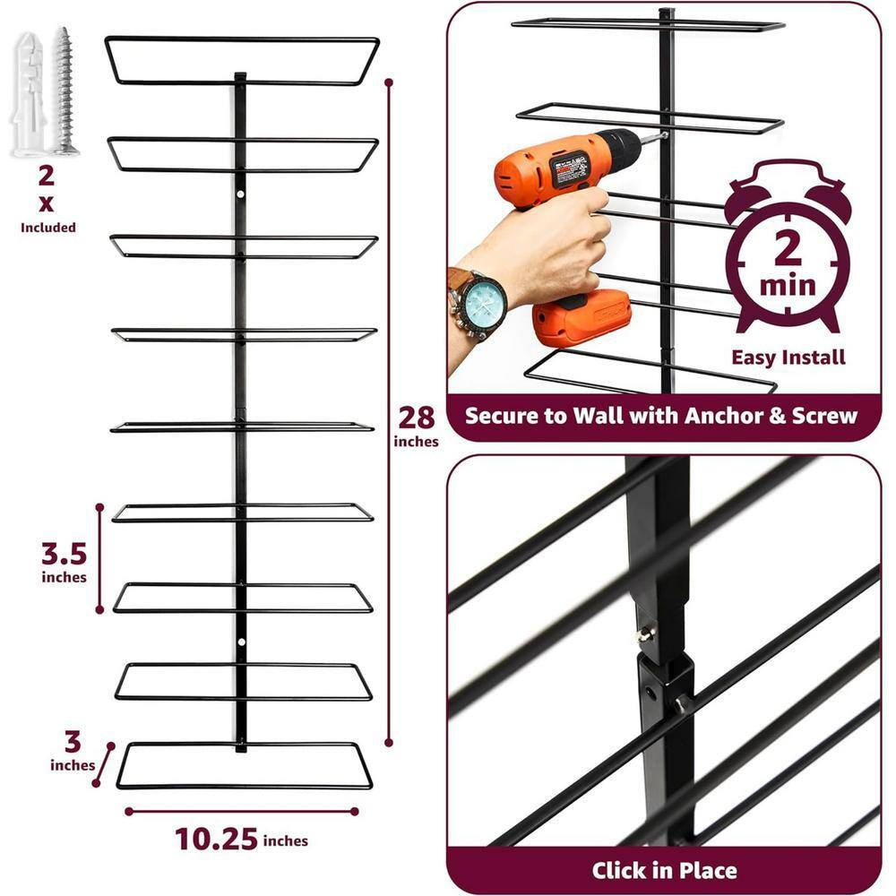 27 Bottles Capacity, Black, Metal Wine Rack, Wall Mount Wine Rack - Wall Mounted for Wine Bottles