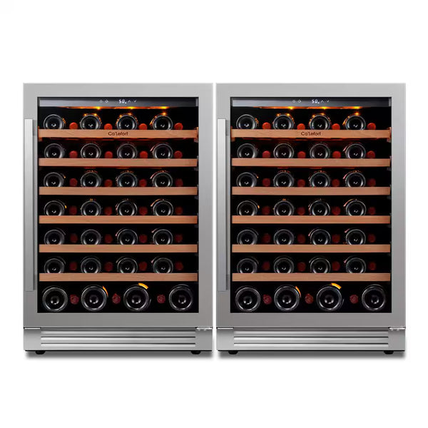 48 In. Dual Zone Cellar Cooling Unit 108-Bottles Built- in Wine Cooler Side-By-Side Refrigerator Mini Fridge in Black