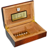 Brown Crocodile Leather Cigar Humidor