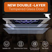 48 In. Dual Zone Cellar Cooling Unit 108-Bottles Built- in Wine Cooler Side-By-Side Refrigerator Mini Fridge in Black