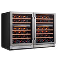 48 In. Quad Zone Cellar Cooling Unit 92-Bottles Built- in Wine Cooler Side-By-Side Refrigerator Mini Fridge in Black