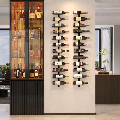 10.2 In. W Black 24-Bottle Wall-Mounted Wine Rack, Detachable Storage Organizer for Dining Room, Bar, Wine Cellar