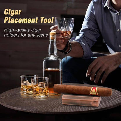 3-In-1, Brown Cigar Humidor, Portable Leather Cedar Wood Cigar Case with Cigar Lighter, V Cut Cigar Cutter, Cigar Holder