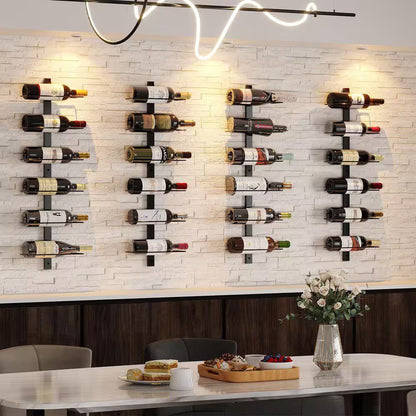 10.2 In. W Black 24-Bottle Wall-Mounted Wine Rack, Detachable Storage Organizer for Dining Room, Bar, Wine Cellar