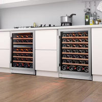 48 In. Triple Zone Cellar Cooling Unit 100-Bottles Built- in Wine Cooler Side-By-Side Refrigerator Frost Free in Black