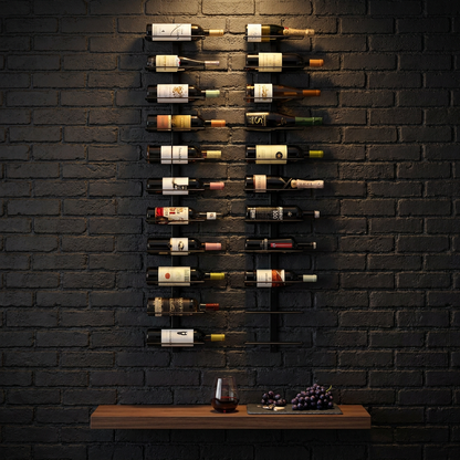10.2 In. W Black 24-Bottle Wall-Mounted Wine Rack, Detachable Storage Organizer for Dining Room, Bar, Wine Cellar — Studio Shot
