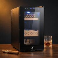 10.24 In. 25L Single Zone Electric Humidor, 170-Counts Cigar Humidor Cabinet, Beverage and Wine Cooler in Black — Studio Shot