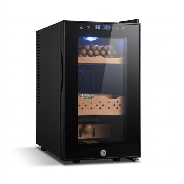 10.24 In. 25L Single Zone Electric Humidor, 170-Counts Cigar Humidor Cabinet, Beverage and Wine Cooler in Black