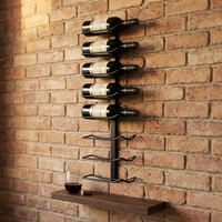 9-Bottle Black 35.43 In.W Metal Wall Mounted Wine Rack Wine Bottle Storage Organizer for Home Bar, Kitchen, Wine Cellar — Studio Shot