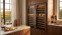 48 In. Triple Zone Cellar Cooling Unit 100-Bottles Built- in Wine Cooler Side-By-Side Refrigerator Frost Free in Black — Lifestyle