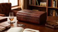 Brown Crocodile Leather Cigar Humidor — Lifestyle