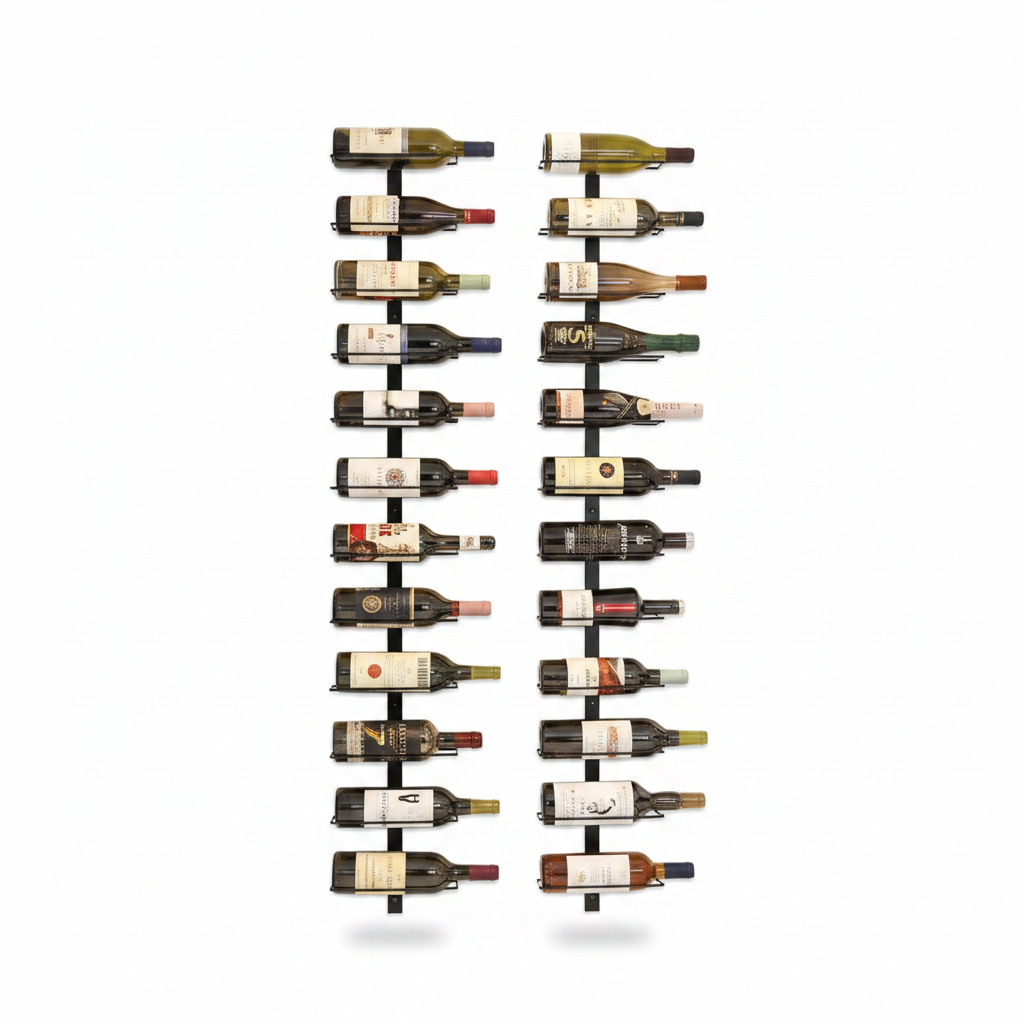 10.2 In. W Black 24-Bottle Wall-Mounted Wine Rack, Detachable Storage Organizer for Dining Room, Bar, Wine Cellar